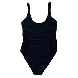 Beth Richards Women's One Piece Swimsuit Mesh Sides Straps Black Size Small